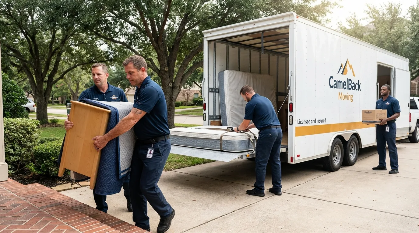 Crew loading residential truck for cross-state move from Charleston, WV